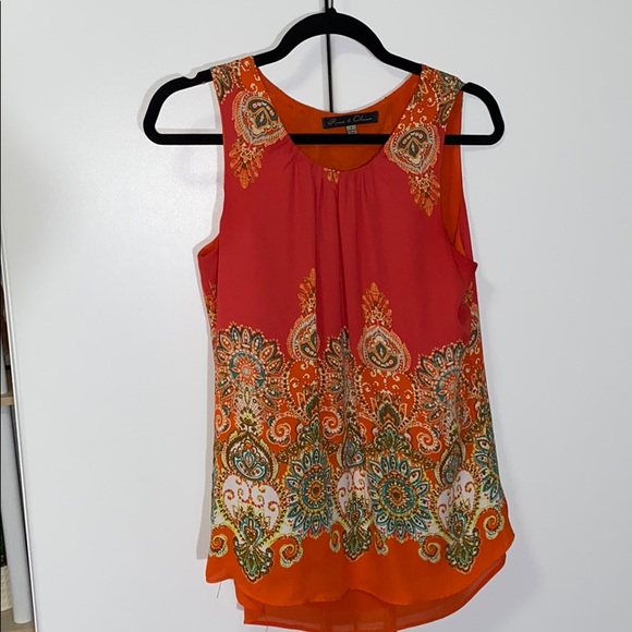 Blood orange paisley tank top blouse - Picture 1 of 4
